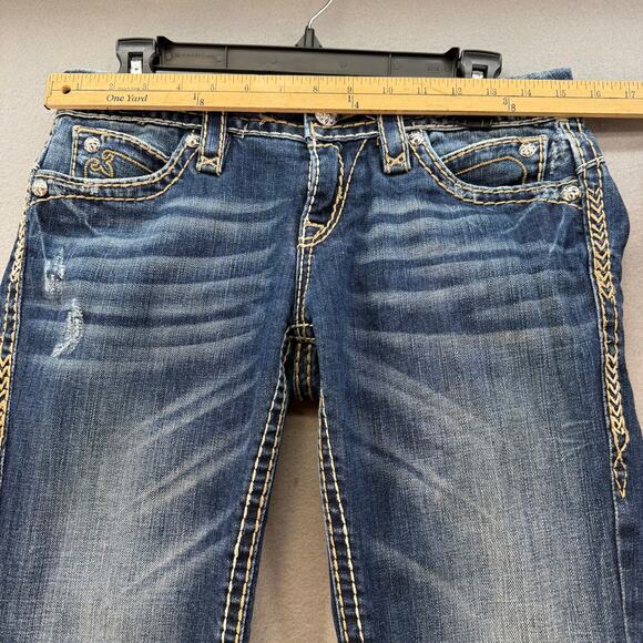 Rock Revival Jeans Women's 27 (4) Dark Blue Anja Boot Cut Preppy Western Bling - Picture 11 of 15